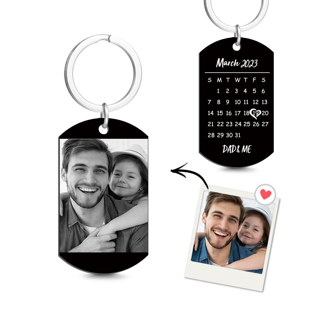 Porte-clés Personnalisé Calendrier Photo Porte-clés Étiquette Porte-clés Cadeau Pour Père - soufeelfr