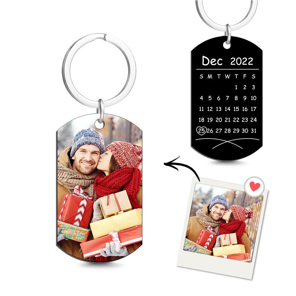 Porte-clés Personnalisé Couleur Photo Calendrier Porte-clés Étiquette Porte-clés Cadeau Pour Les Couples - soufeelfr