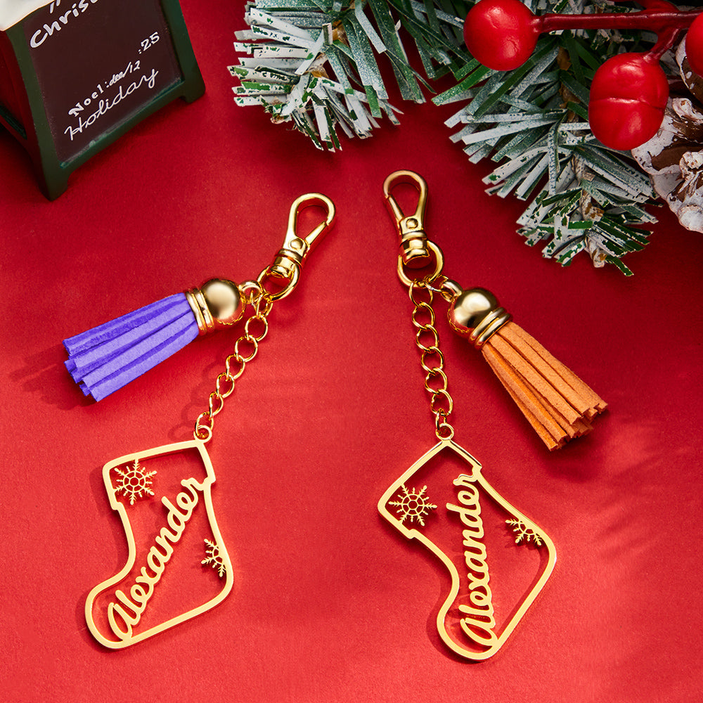 Porte-clés De Gland De Nom Personnalisé Ornement De Bas Personnalisé Cadeaux De Jour De Noël - soufeelfr