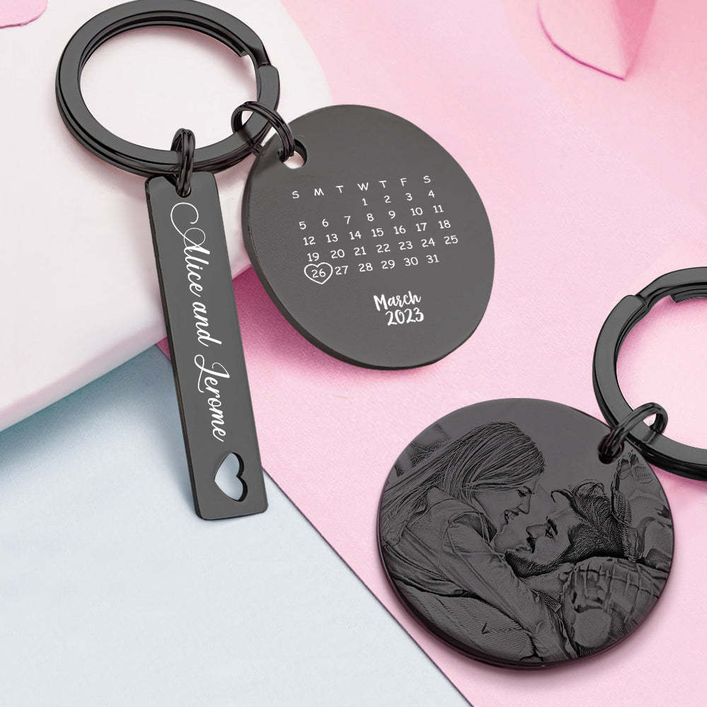 Porte-clés De Calendrier Photo Personnalisé Personnalisé Enregistrer Le Cadeau De Porte-clés De Date Pour Les Amoureux - soufeelfr