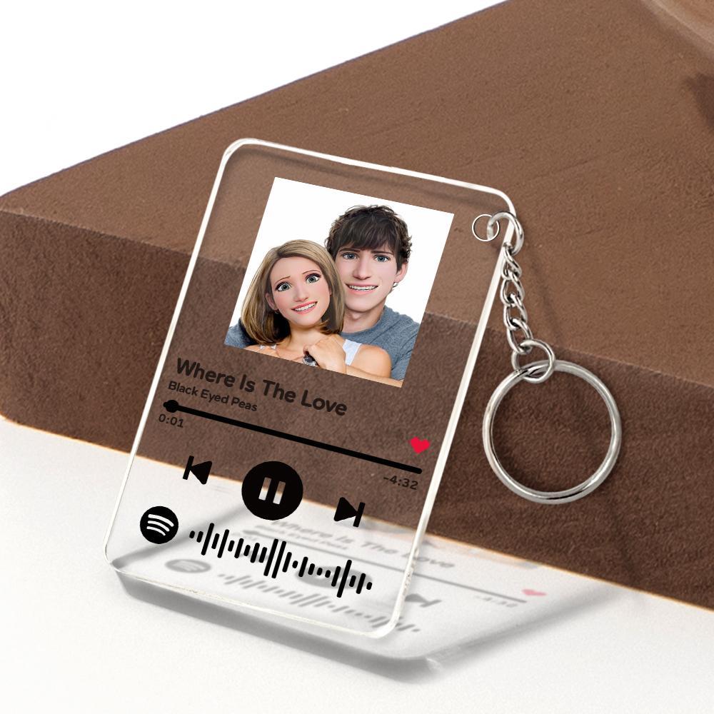 Scannable Spotify Code Comic Filtre Plaque Porte-clés Musique Et Photo Acrylique Cadeaux Pour Couple - soufeelfr