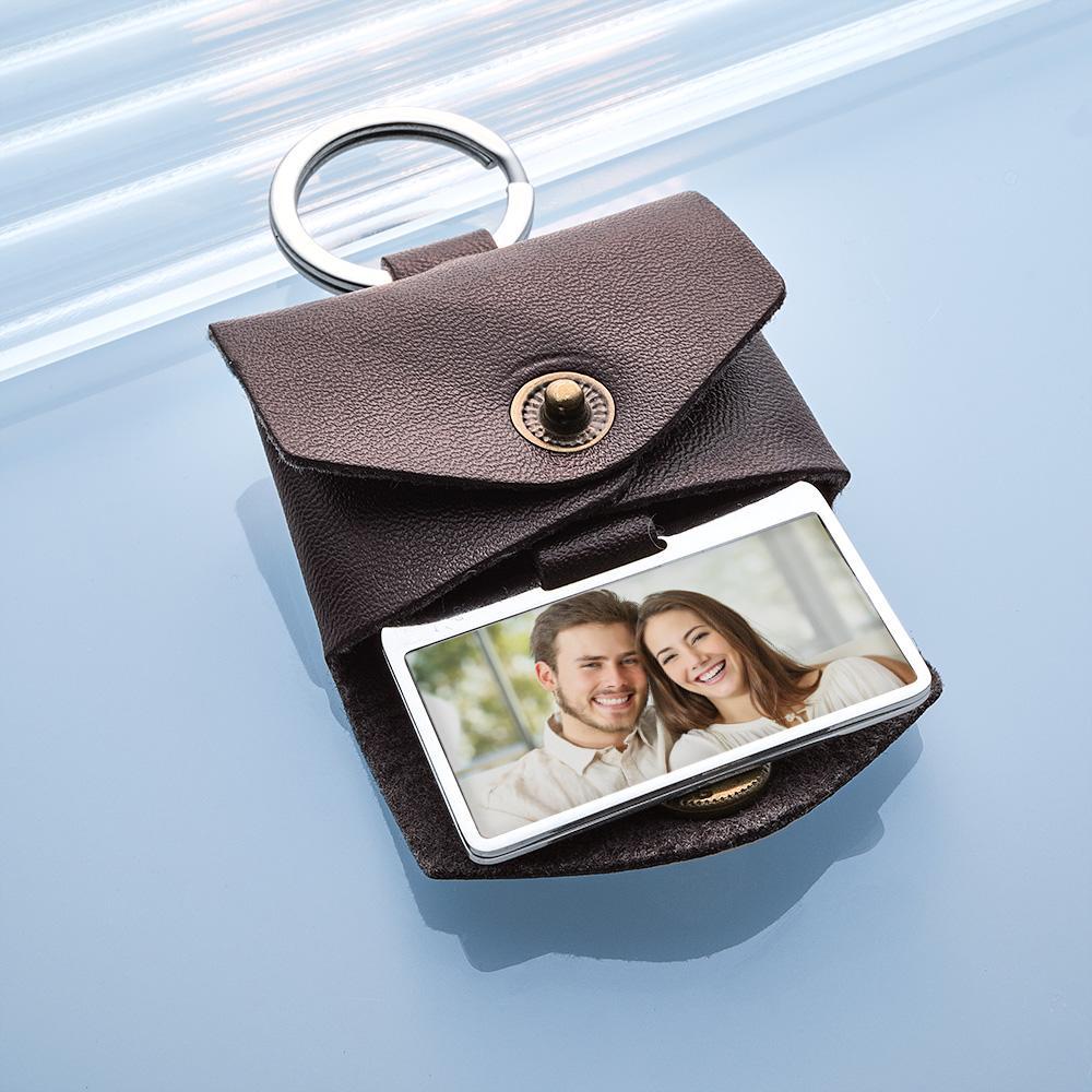 Porte-clés Photo Personnalisé Enveloppe Créative En Cuir Couple Cadeaux - soufeelfr