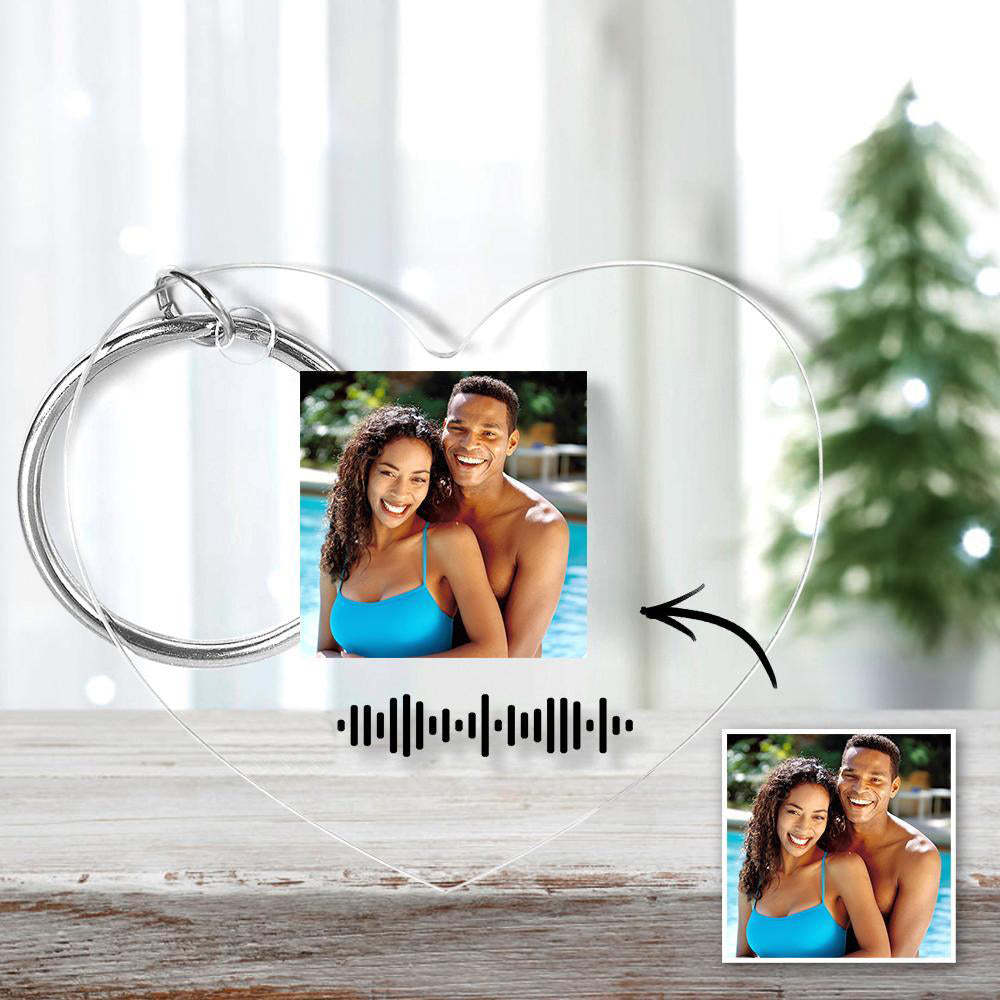 Numérisable Musique Code Porte-clés Musique Préféré Chanson Photo Gravé Porte-clés Cadeaux Pour Couple