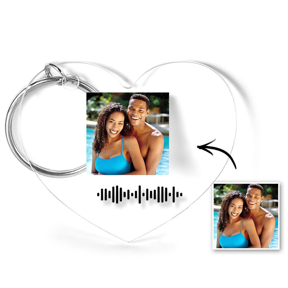Numérisable Musique Code Porte-clés Musique Préféré Chanson Photo Gravé Porte-clés Cadeaux Pour Couple
