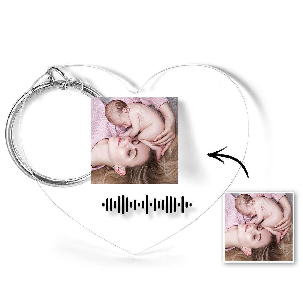 Numérisable Musique Code Porte-clés Musique Chanson Préférée Photo Gravée Porte-clés Cadeaux De La Mère