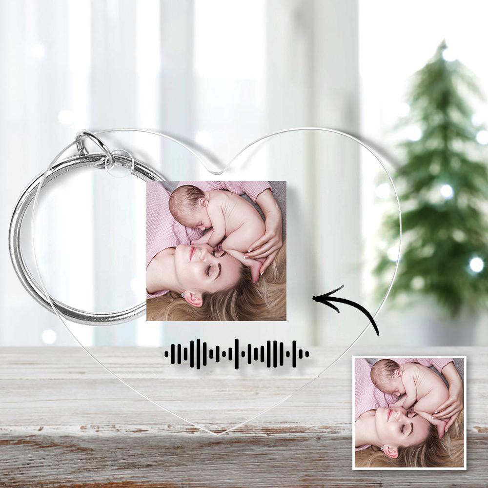 Numérisable Musique Code Porte-clés Musique Chanson Préférée Photo Gravée Porte-clés Cadeaux De La Mère