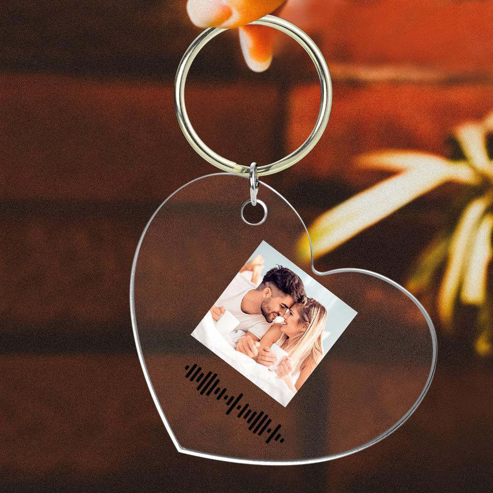 Porte-clés À Code Musical Scannable Personnalisé Musique Chanson Préférée Porte-clés Gravé En Forme De Coeur