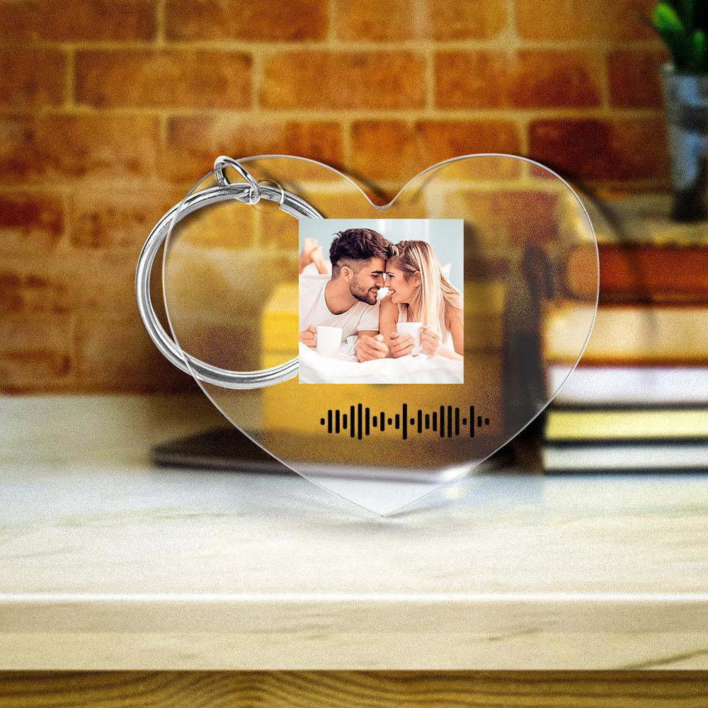 Porte-clés À Code Musical Scannable Personnalisé Musique Chanson Préférée Porte-clés Gravé En Forme De Coeur