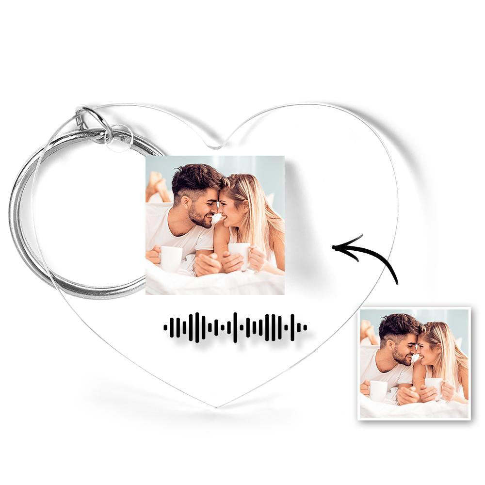 Porte-clés À Code Musical Scannable Personnalisé Musique Chanson Préférée Porte-clés Gravé En Forme De Coeur