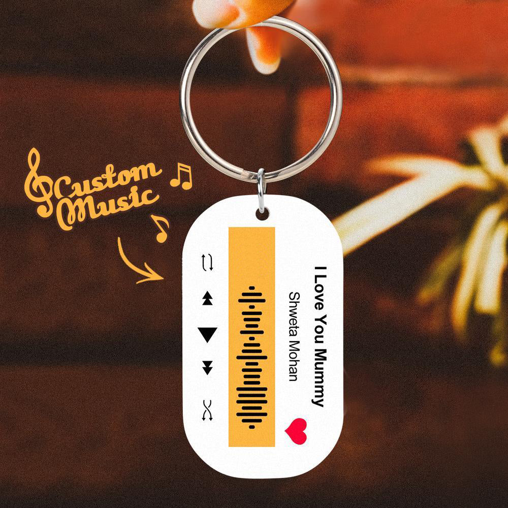 Scannable Music Code Porte-clés Musique Chanson Préférée Porte-clés Gravé Cadeaux Pour Lui
