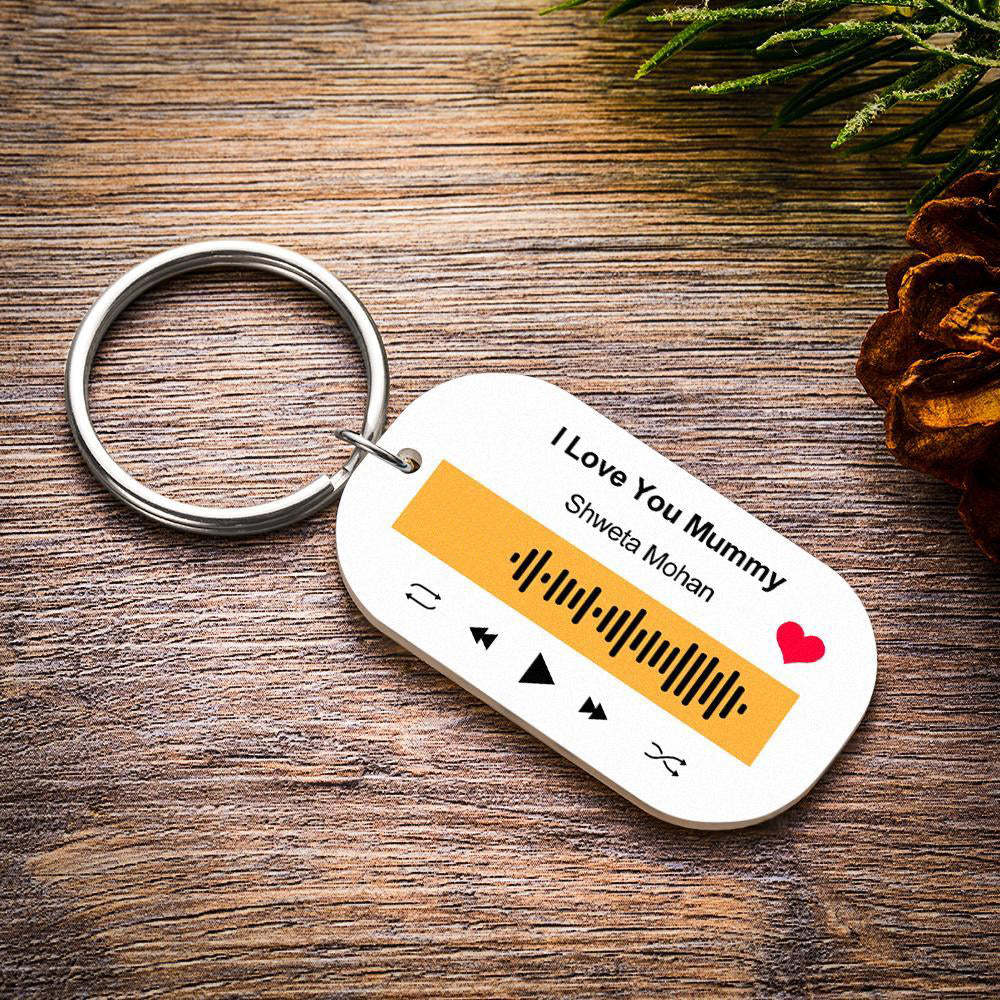 Scannable Music Code Porte-clés Musique Chanson Préférée Porte-clés Gravé Cadeaux Pour Lui