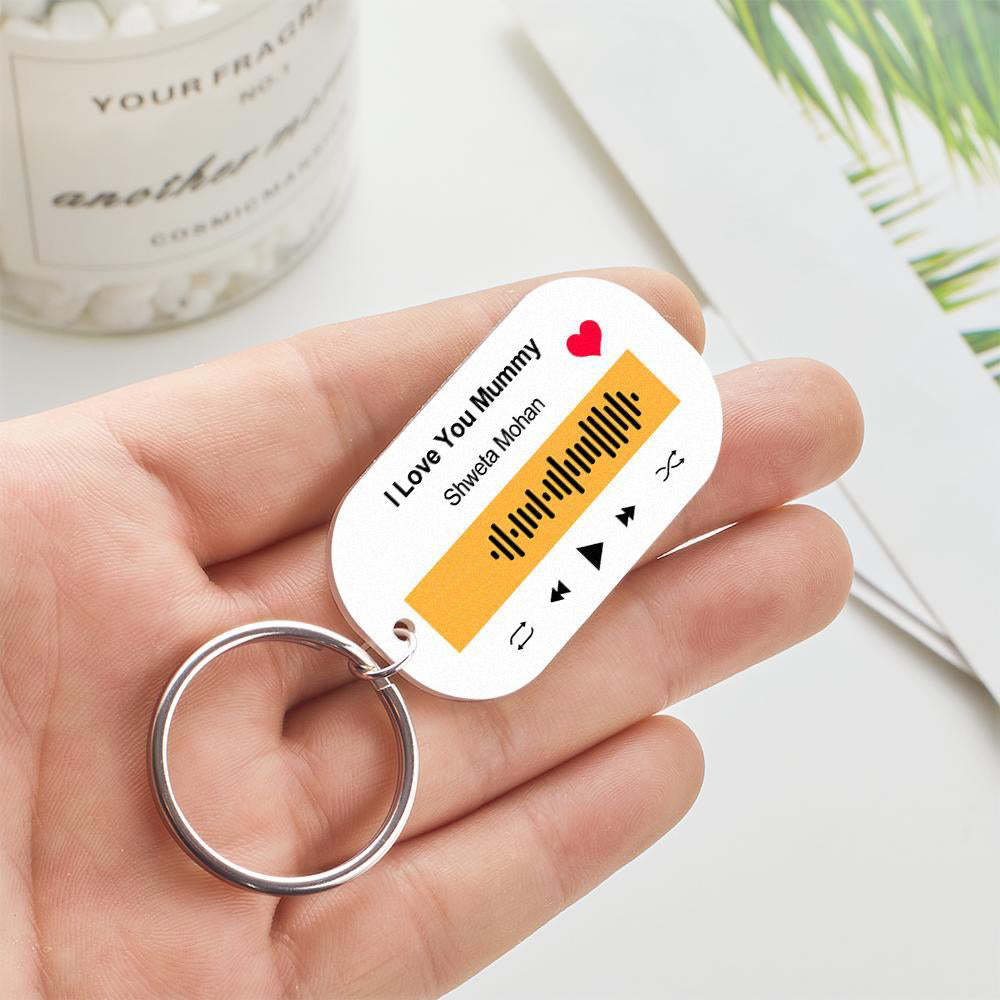 Scannable Music Code Porte-clés Musique Chanson Préférée Porte-clés Gravé Cadeaux Pour Lui