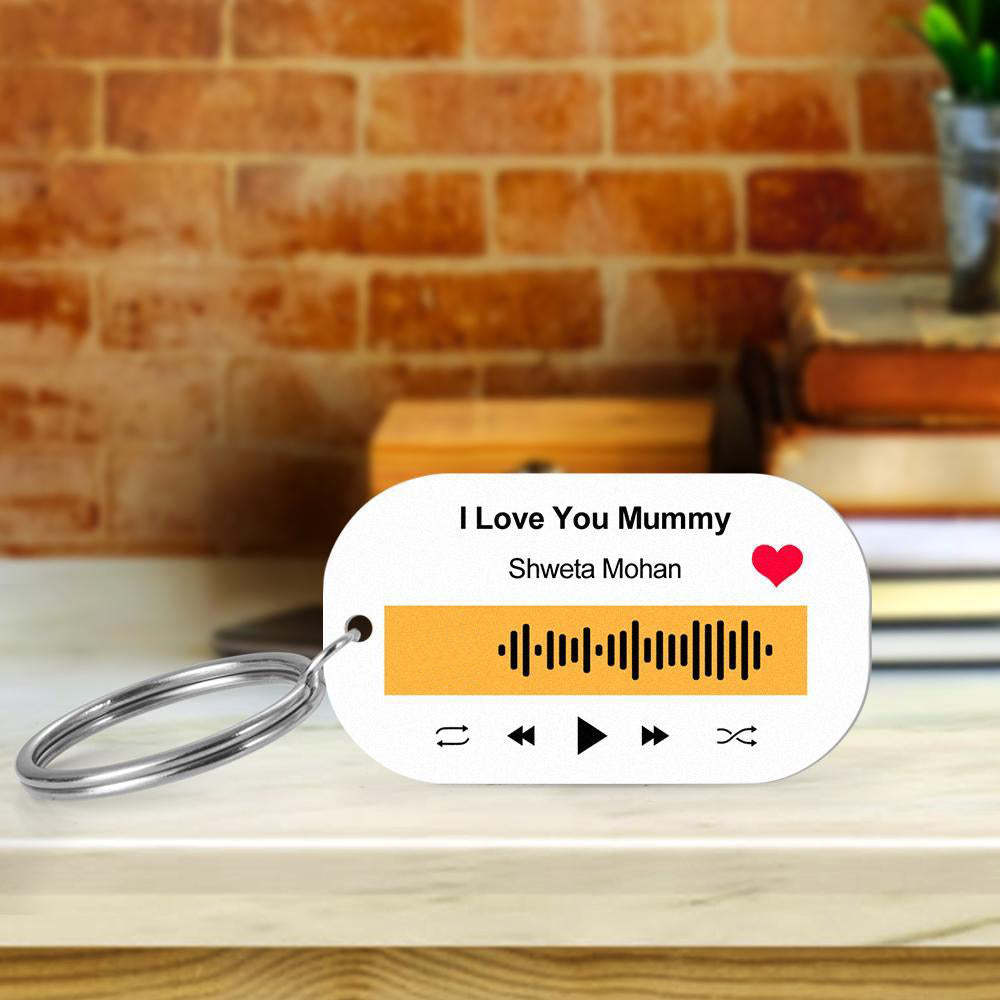 Scannable Music Code Porte-clés Musique Chanson Préférée Porte-clés Gravé Cadeaux Pour Lui