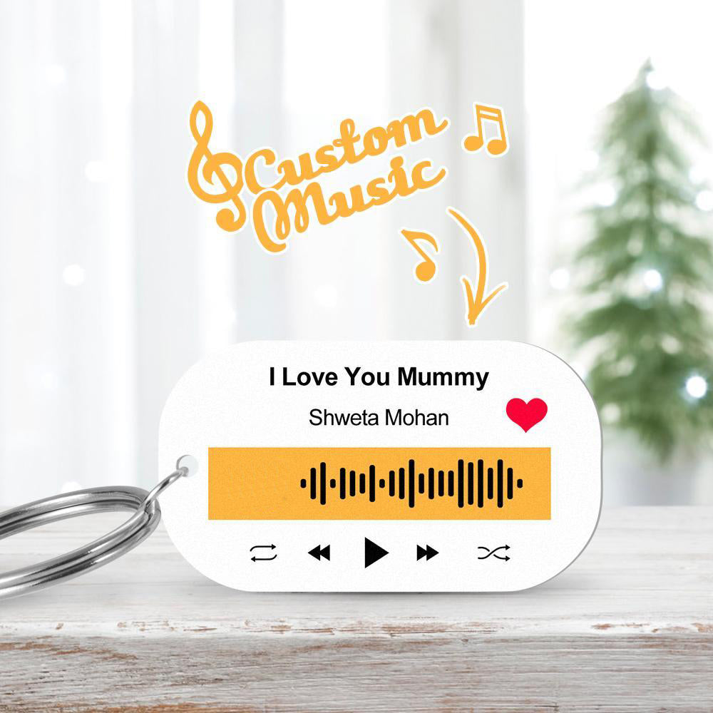 Scannable Music Code Porte-clés Musique Chanson Préférée Porte-clés Gravé Cadeaux Pour Lui