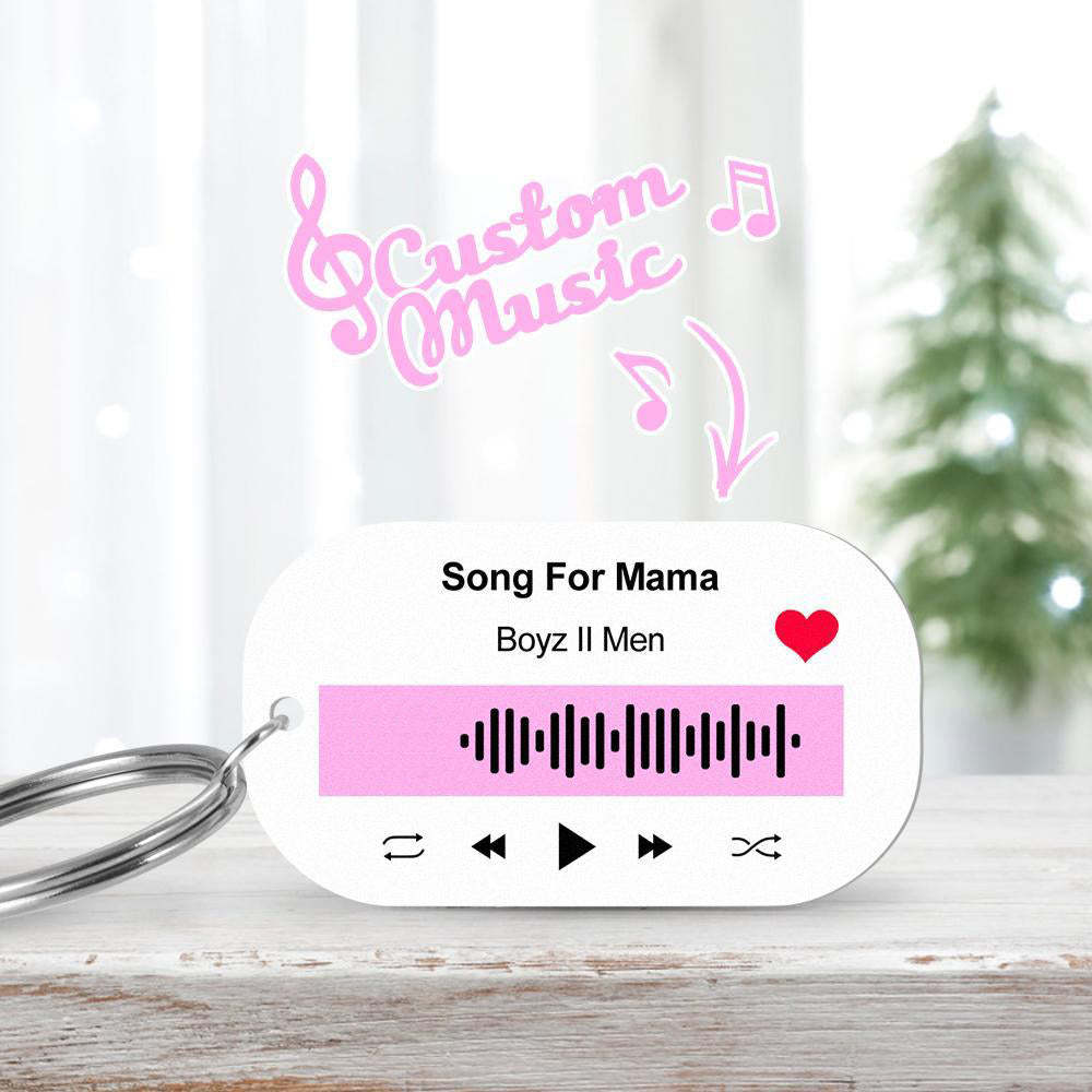 Scannable Music Code Porte-clés Musique Chanson Préférée Porte-clés Gravé Cadeaux Pour Elle Rose