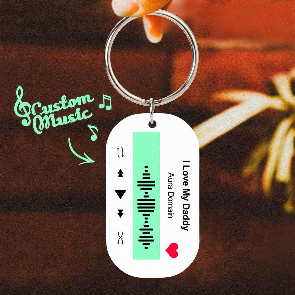 Scannable Music Code Porte-clés Musique Chanson Préférée Porte-clés Gravé Cadeaux De Mémoire Pour Lui