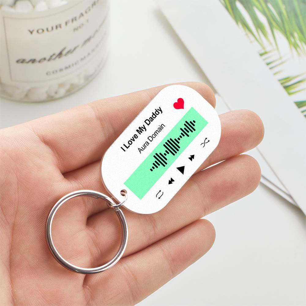 Scannable Music Code Porte-clés Musique Chanson Préférée Porte-clés Gravé Cadeaux De Mémoire Pour Lui