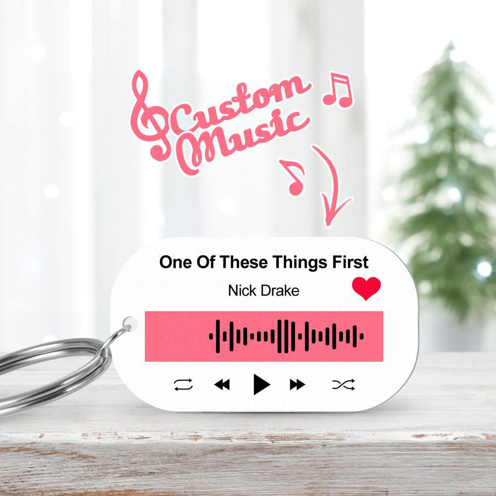 Numérisable Musique Code Porte-clés Musique Chanson Préférée Porte-clés Gravé Cadeaux Uniques Pour Couple