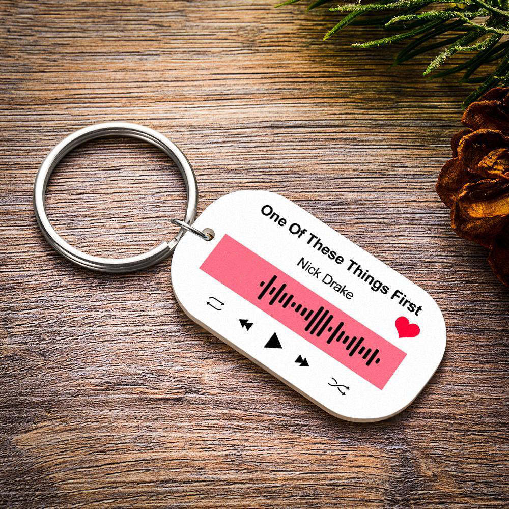 Numérisable Musique Code Porte-clés Musique Chanson Préférée Porte-clés Gravé Cadeaux Uniques Pour Couple
