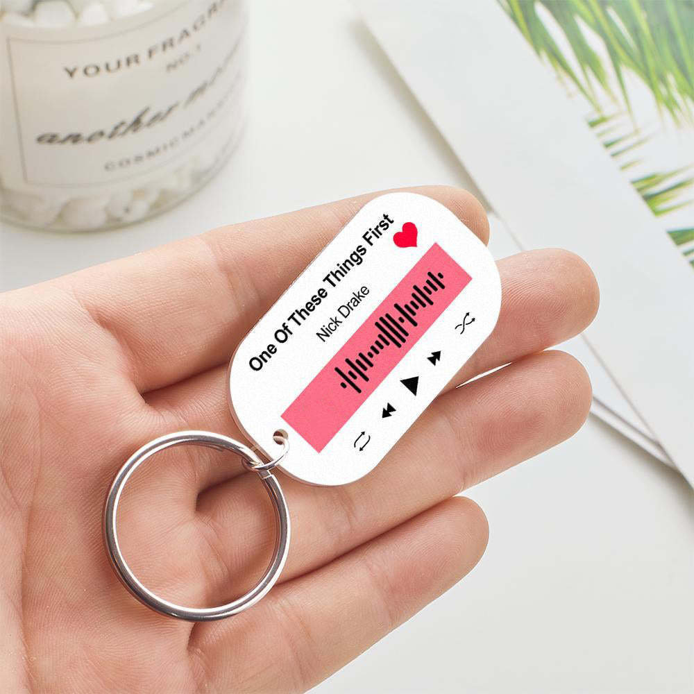 Numérisable Musique Code Porte-clés Musique Chanson Préférée Porte-clés Gravé Cadeaux Uniques Pour Couple