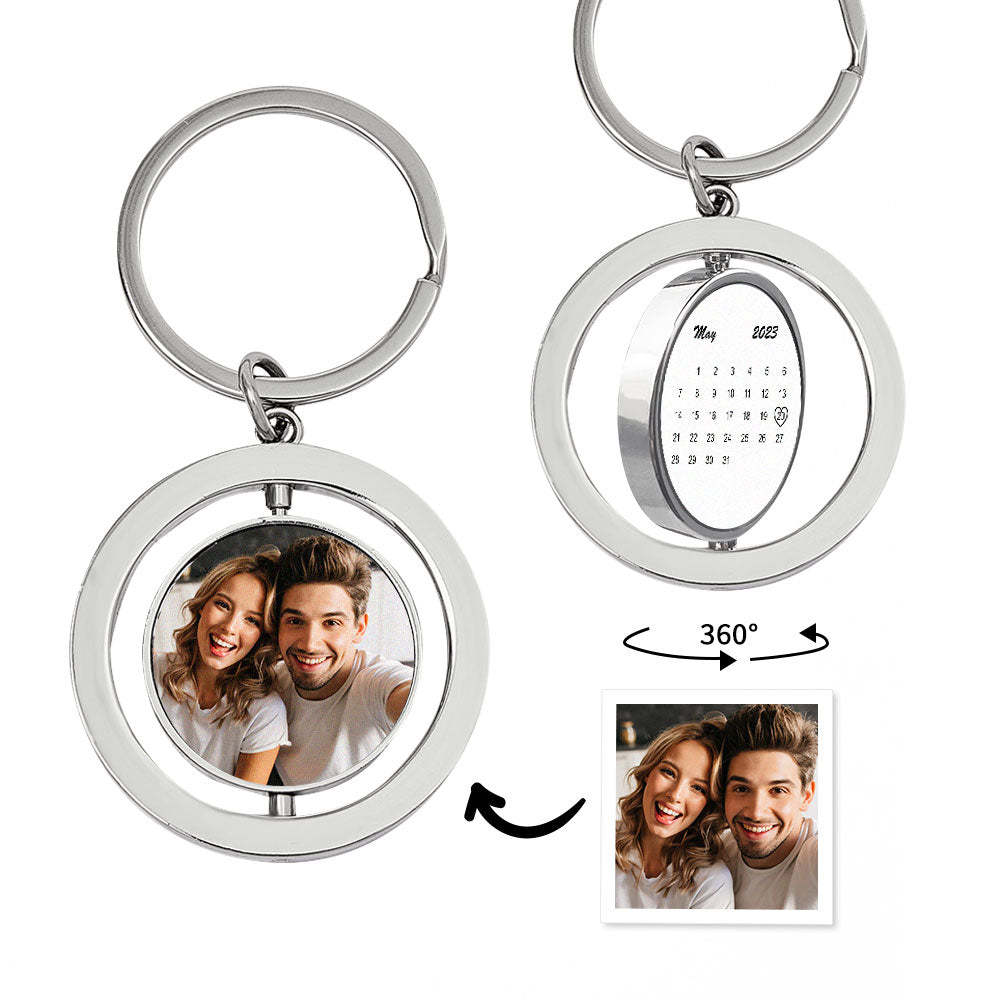 Porte-clés Calendrier Personnalisé, Porte-clés Double Face Rotatif Personnalisé, Cadeau D'anniversaire - soufeelfr