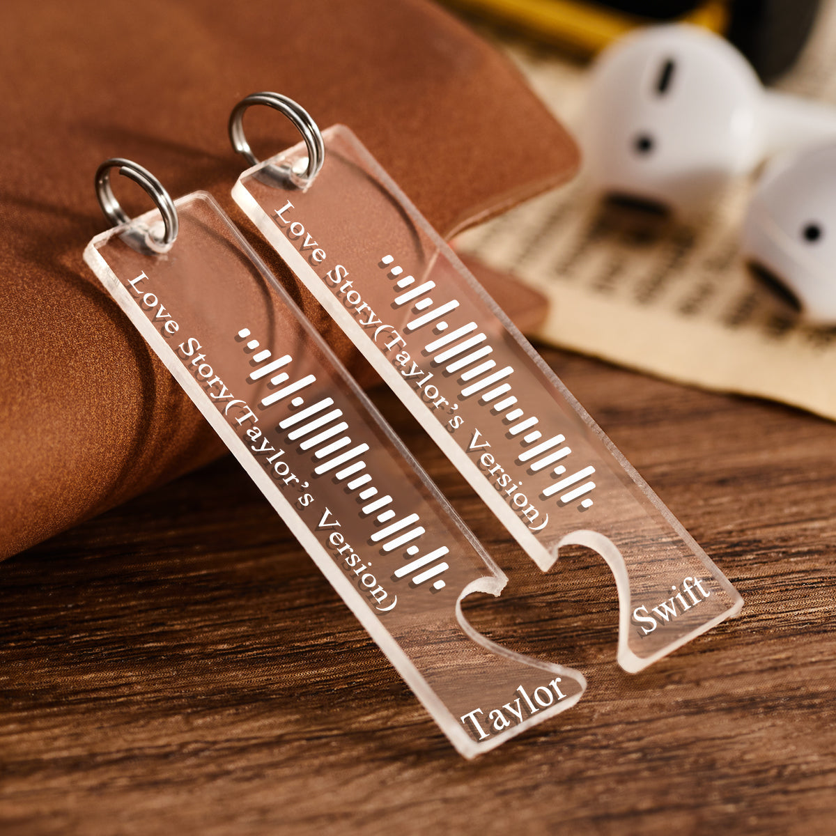 Scannable Music Code Keychain Gravé Custom Song Keychains Cadeaux Pour La Saint Valentin
