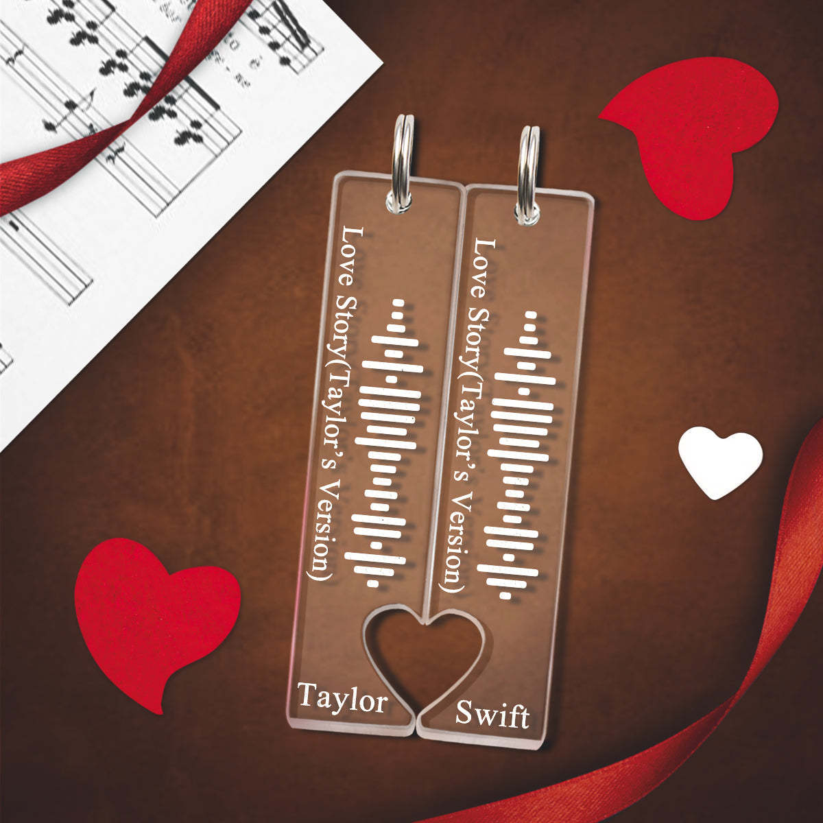 Scannable Music Code Keychain Gravé Custom Song Keychains Cadeaux Pour La Saint Valentin