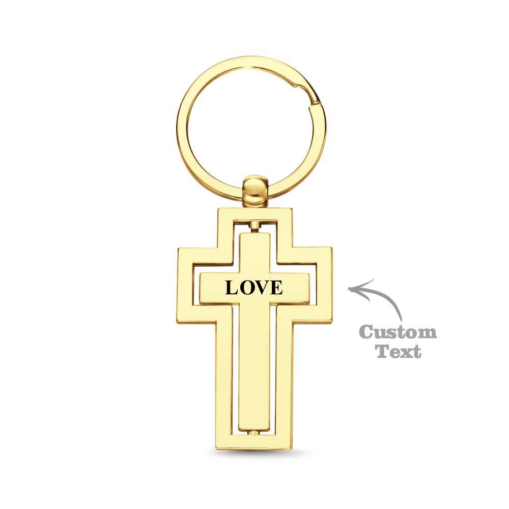 Cadeau Personnalisé De Porte-clés De Croix Pivotante Gravée Pour La Famille Chrétienne Cadeau Personnalisé De Prière Du Seigneur - soufeelfr