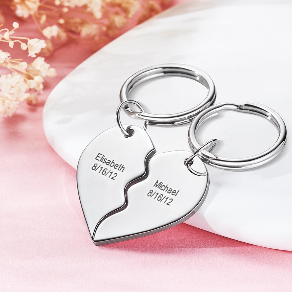 Porte-clés En Forme De Coeur De Porte-clés Gravés Sur Mesure Pour Les Amoureux