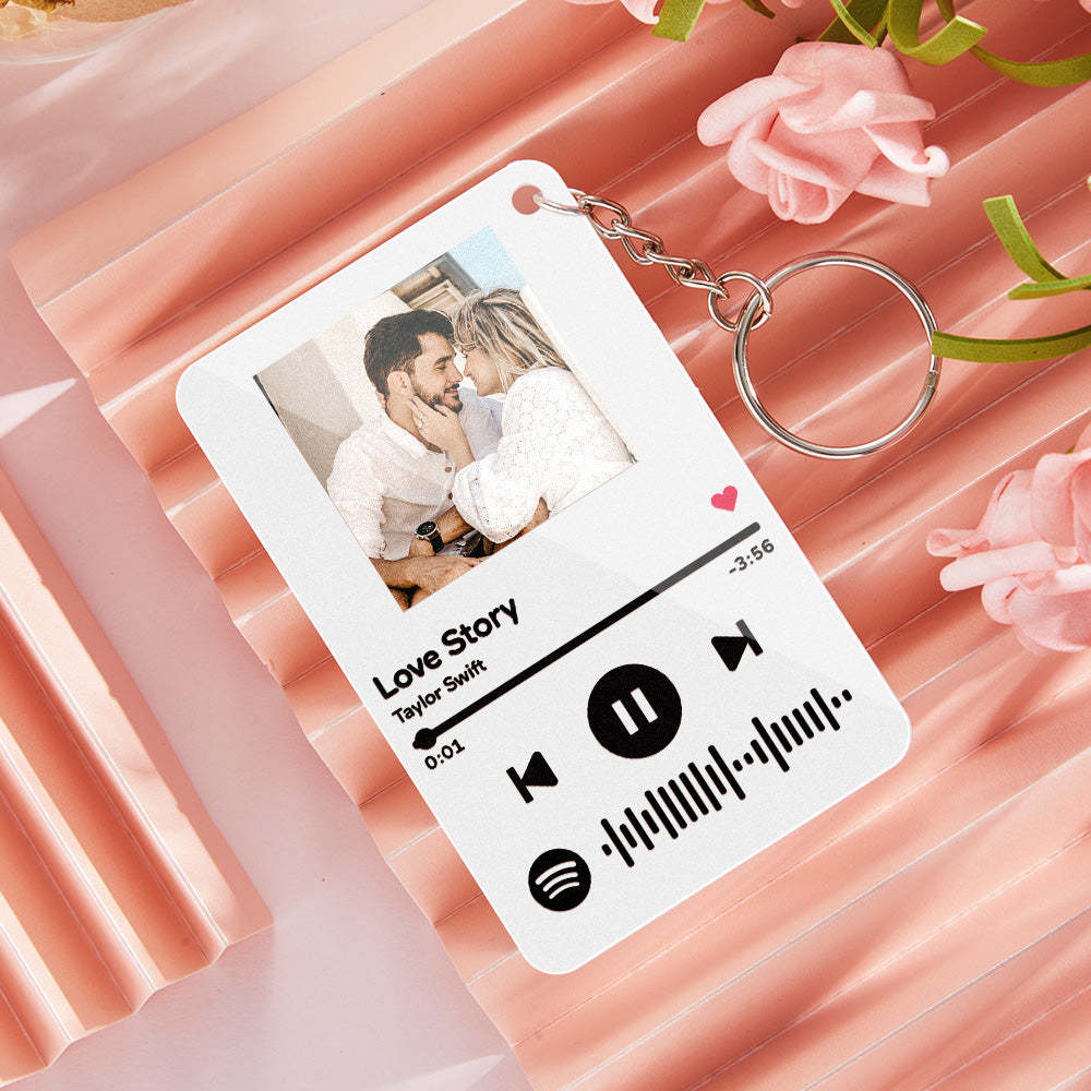 Gift For Love Porte-clés Spotify Personnalisé Porte-clés Scannable Noir Et Blanc