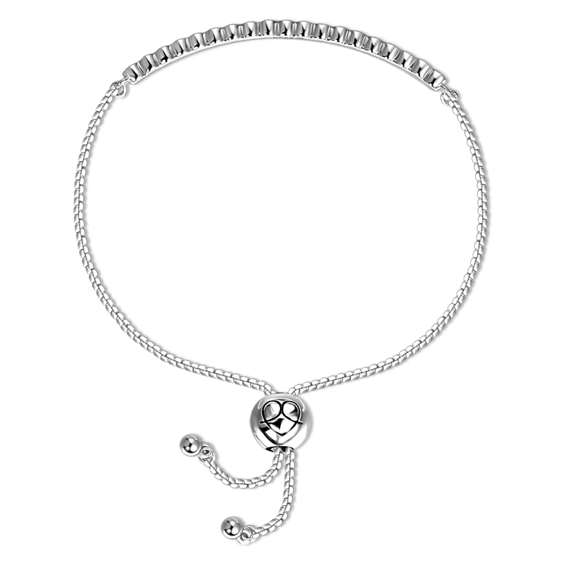 Bracelet Personnalisé Bracelet En Argent Avec Cristal crystal Rose Pétillant - Longueur Réglable