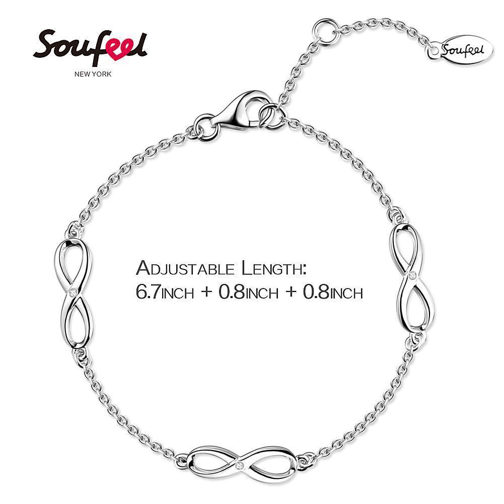 Bracelet Personnalisé Bracelet D'amour Infini Avec Cristal crystal En Argent - Longueur Réglable