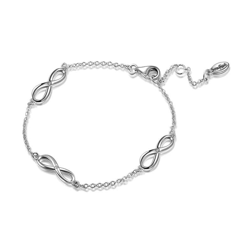 Bracelet Personnalisé Bracelet D'amour Infini Avec Cristal crystal En Argent - Longueur Réglable