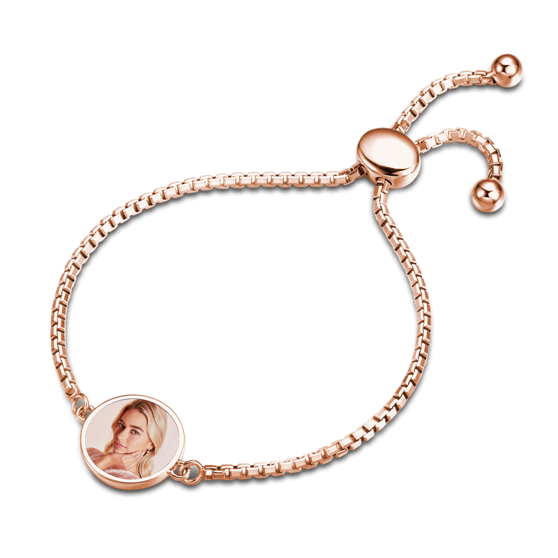 Bracelet Personnalisé été Photo Bracelet Or Rosé Plaqué Argent