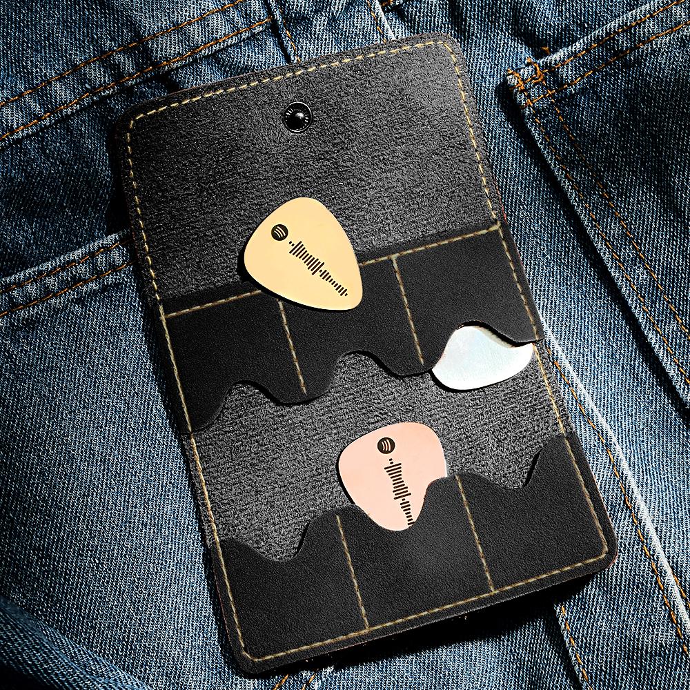 Cadeau Gravé Personnalisé De Sac De Rangement En Cuir De Porte-médiator De Guitare Pour Guitariste - soufeelfr
