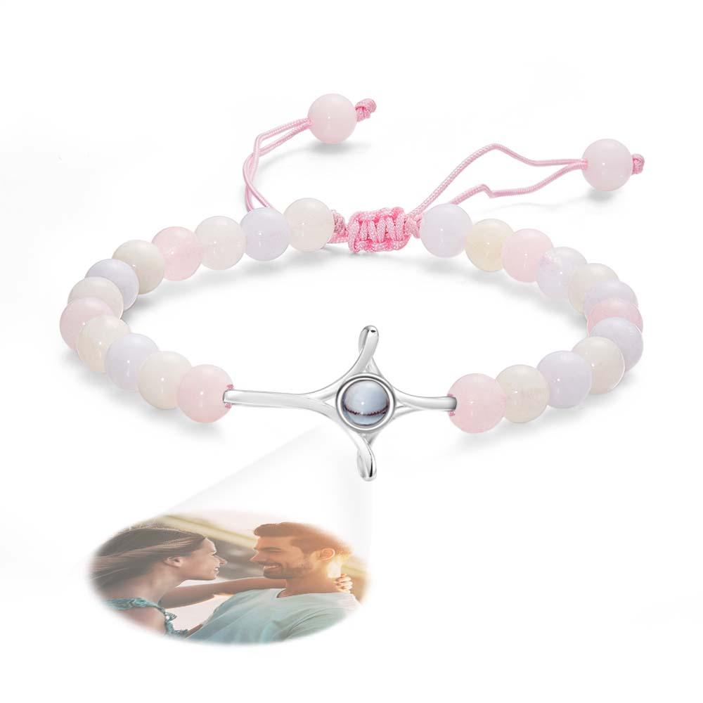 Bracelet Personnalisé De Perles De Projection De Photo Avec Le Cadeau Commémoratif De Croix Pour Elle - soufeelfr
