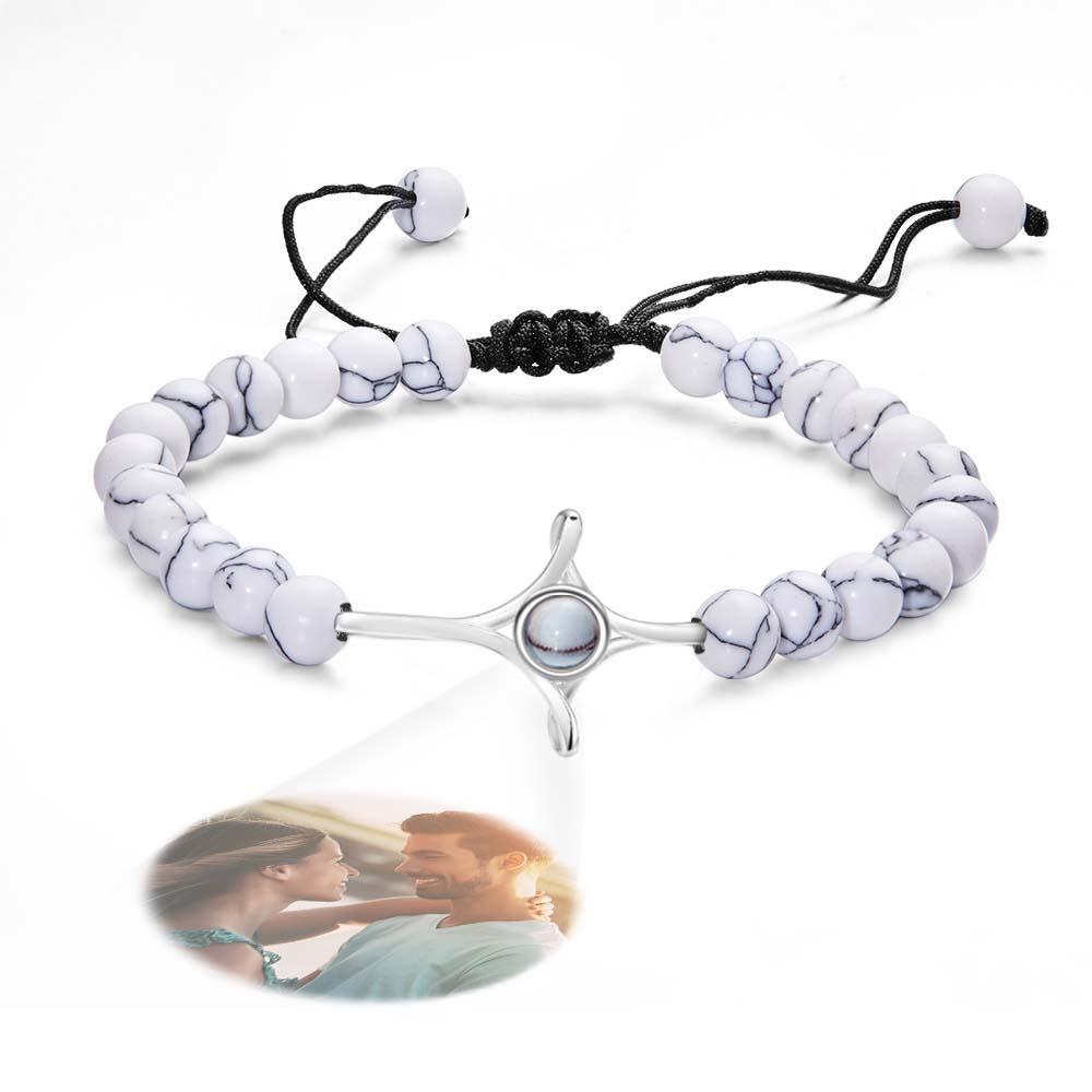 Bracelet Personnalisé De Perles De Projection De Photo Avec Le Cadeau Commémoratif De Croix Pour Elle - soufeelfr
