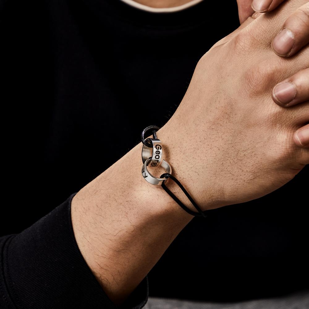 Bracelet De Perles De Nom Entrelacé Personnalisé Cadeau D'amour De Deux Noms Pour Petit Ami - soufeelfr