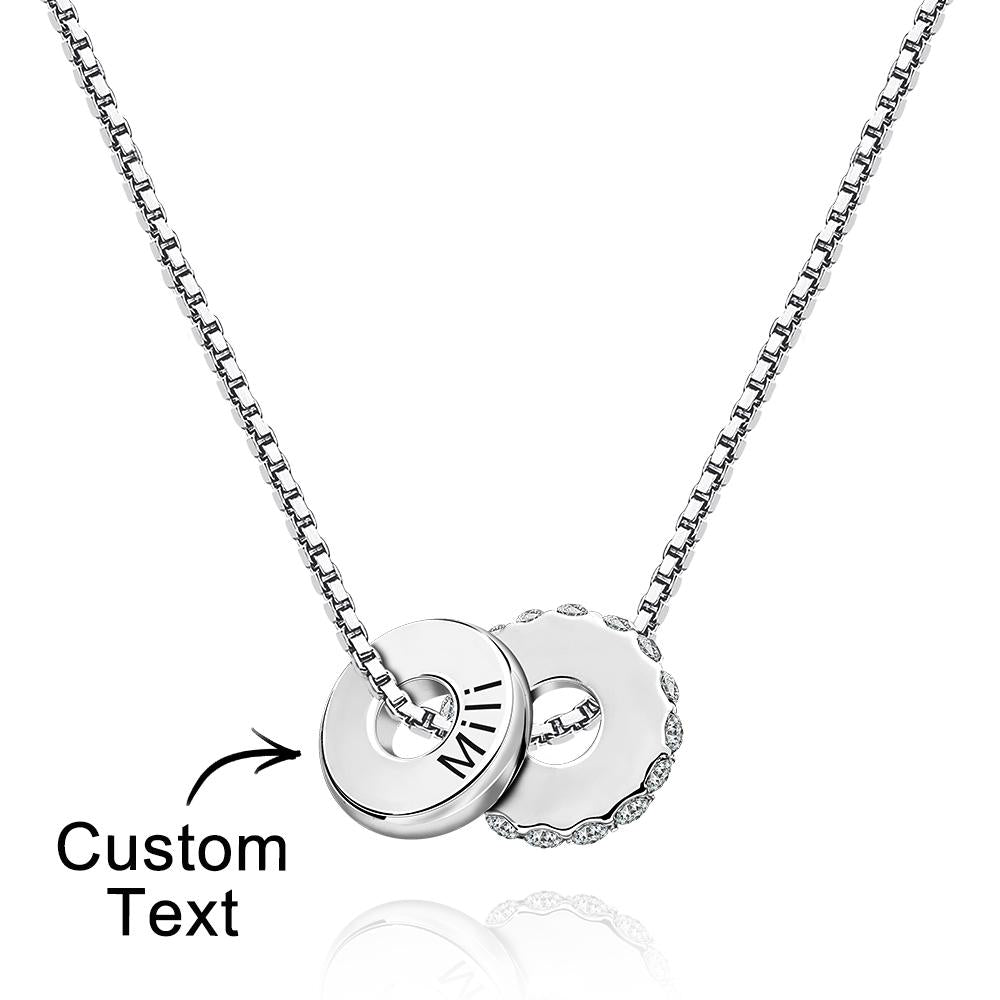 Collier De Cercle De Strass Gravé Personnalisé Bijoux Pendentif Délicat Pour Elle - soufeelfr