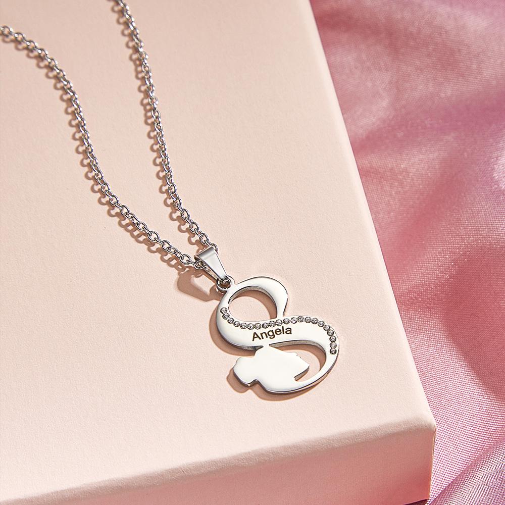 Gravé Femmes S Ligne Strass Collier Élégant Pendentif Bijoux Pour Elle - soufeelfr