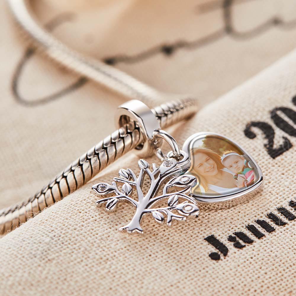 Charme De Photo D'arbre D'amour Pendentif Élégant Gravé Personnalisé - soufeelfr