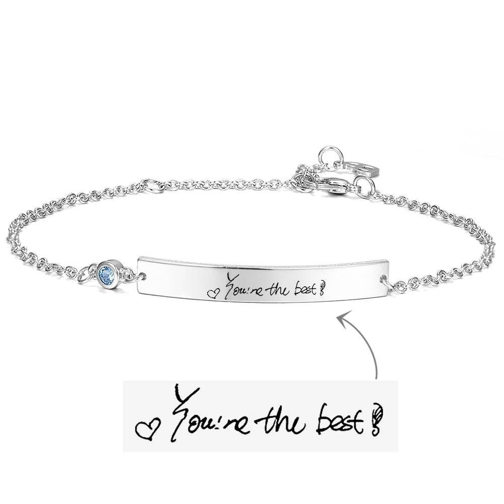 Bracelet Personnalisé Bracelet En Photo Personnalisé, Bracelet Avec écriture Manuscrite - Argent