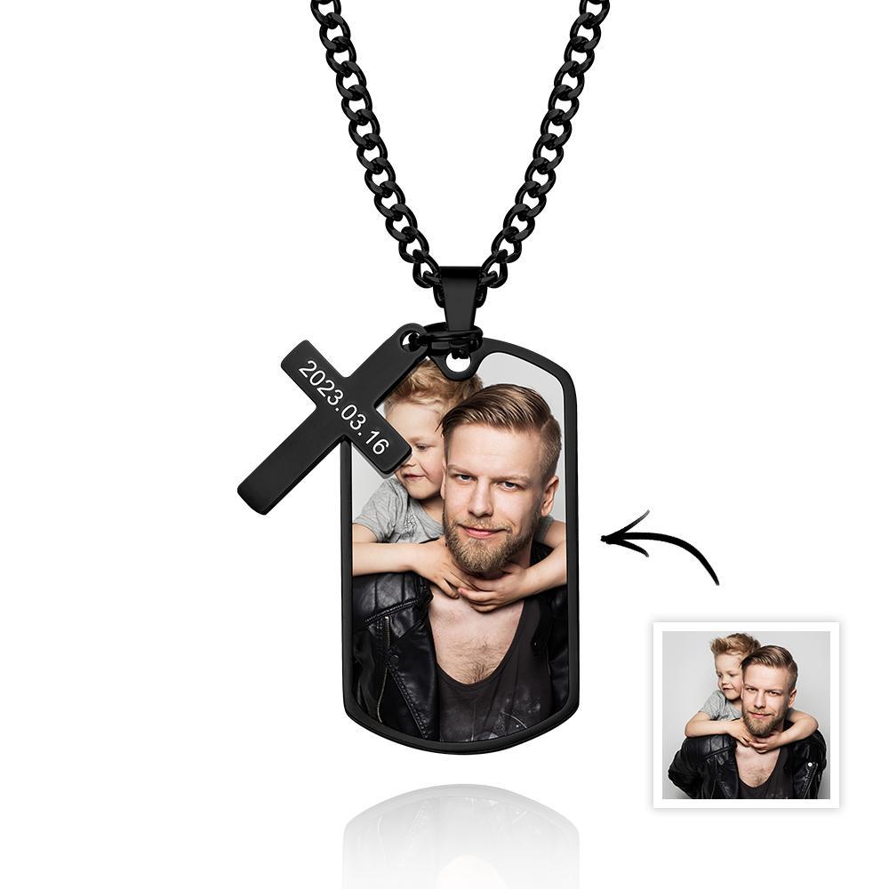 Collier Personnalisé Pour Homme Photo Personnalisée Et Collier De Gravure Pour Cadeau De Père Pour Cadeau D'anniversaire De Petit Ami - soufeelfr