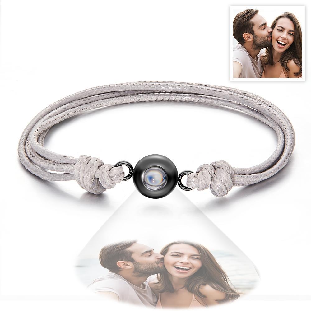 Cadeaux De Couple Colorés De Style De Tissage De Bracelet De Photo De Projection Personnalisée - soufeelfr