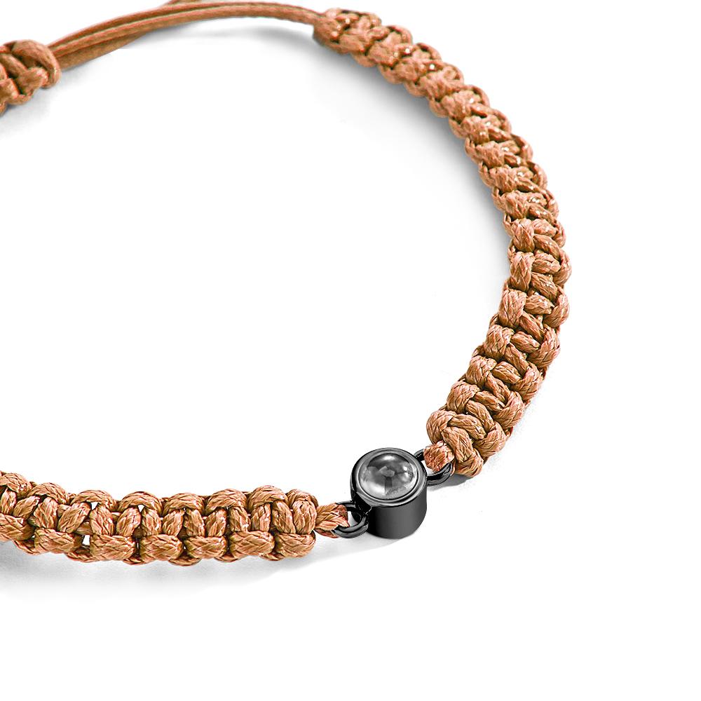 Bracelet De Projection De Photo Tressé Personnalisé Bracelet En Corde De Queue De Poisson Pour Homme Bracelet Tressé À La Main Cadeau Pour Homme - soufeelfr