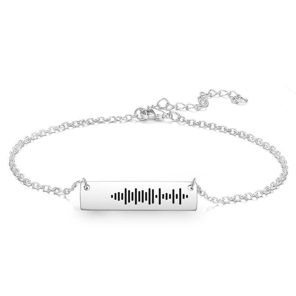 Scannable Music Code Cheville Musique Chanson Préférée Gravé Bar Cheville Or Rose Cadeaux D'anniversaire