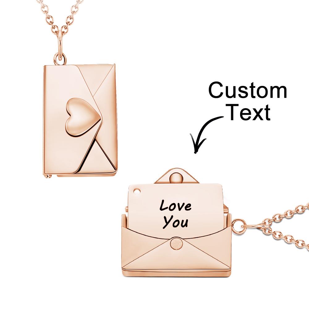 Enveloppe Gravée Coeur Lettre Collier Clavicule Collier Nom Pendentif - soufeelfr