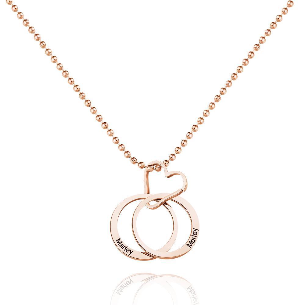 Collier En Forme De Coeur Gravé Personnalisé À Deux Cercles Pour Le Meilleur Cadeau Pour Les Couples