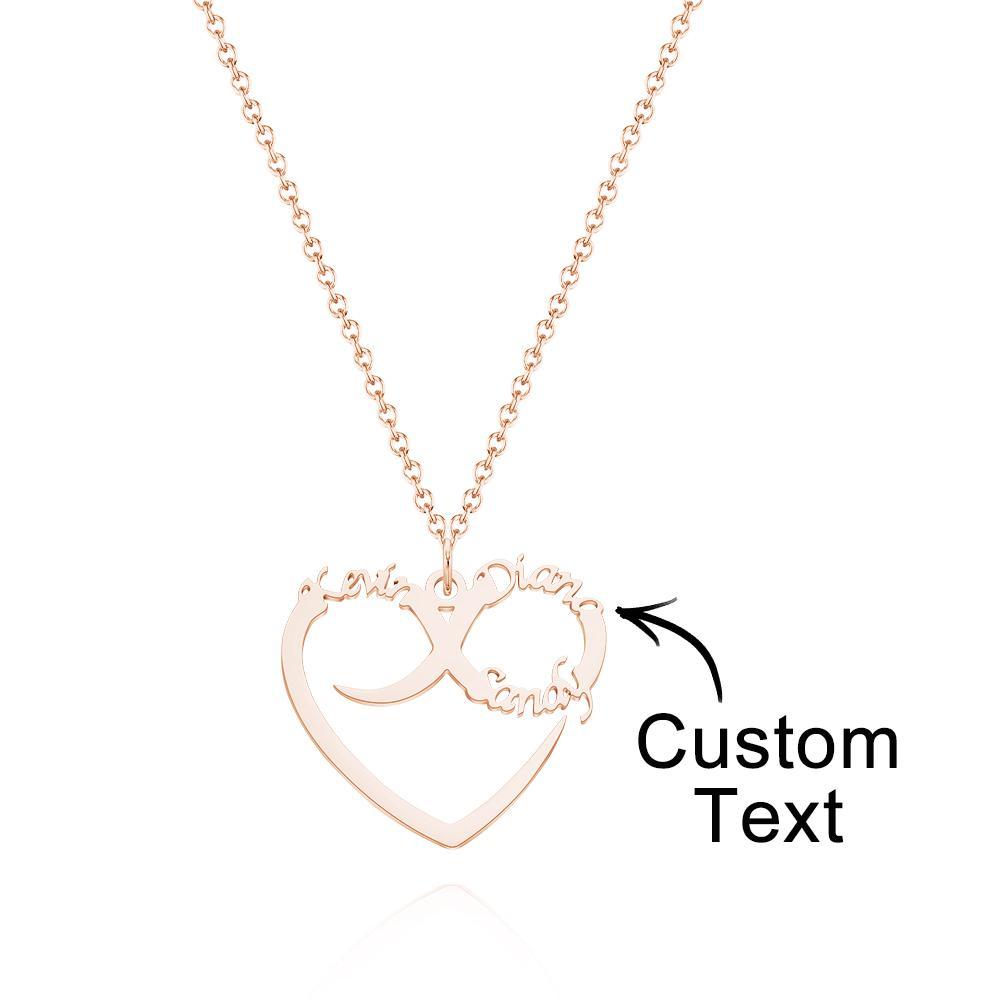 Collier Gravé Personnalisé En Forme De Coeur Swash Lettrage Cadeaux Romantiques