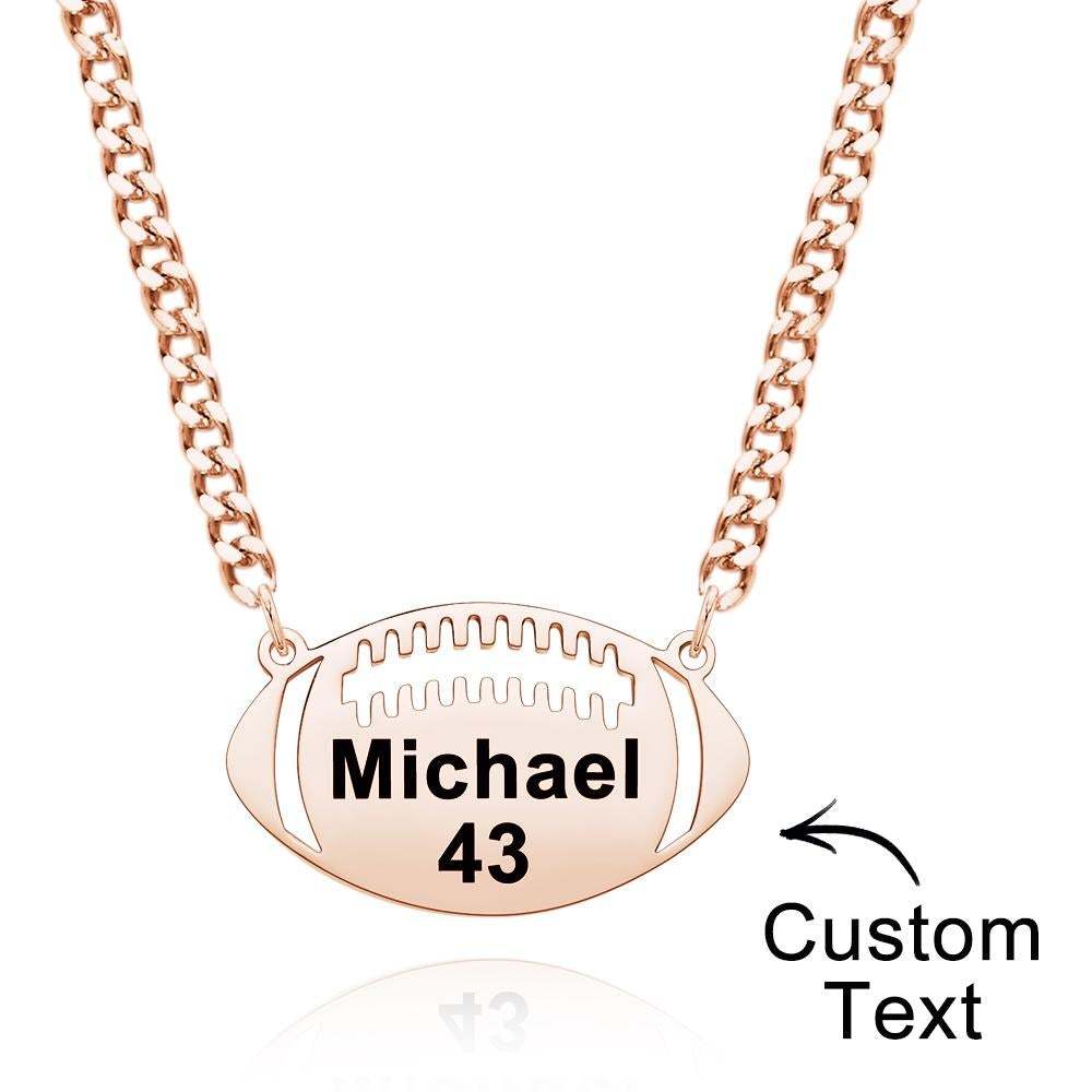 Collier Prenom Collier De Nom De Football Gravé Personnalisé, Offrez-lui Un Cadeau De Bijoux
